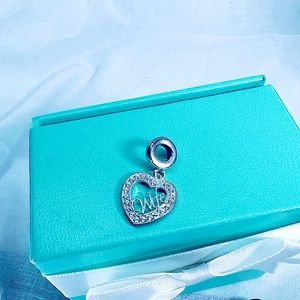 Wife Heart Shimmering Crystal April Birthstone Personalized Stamped S925 Charm